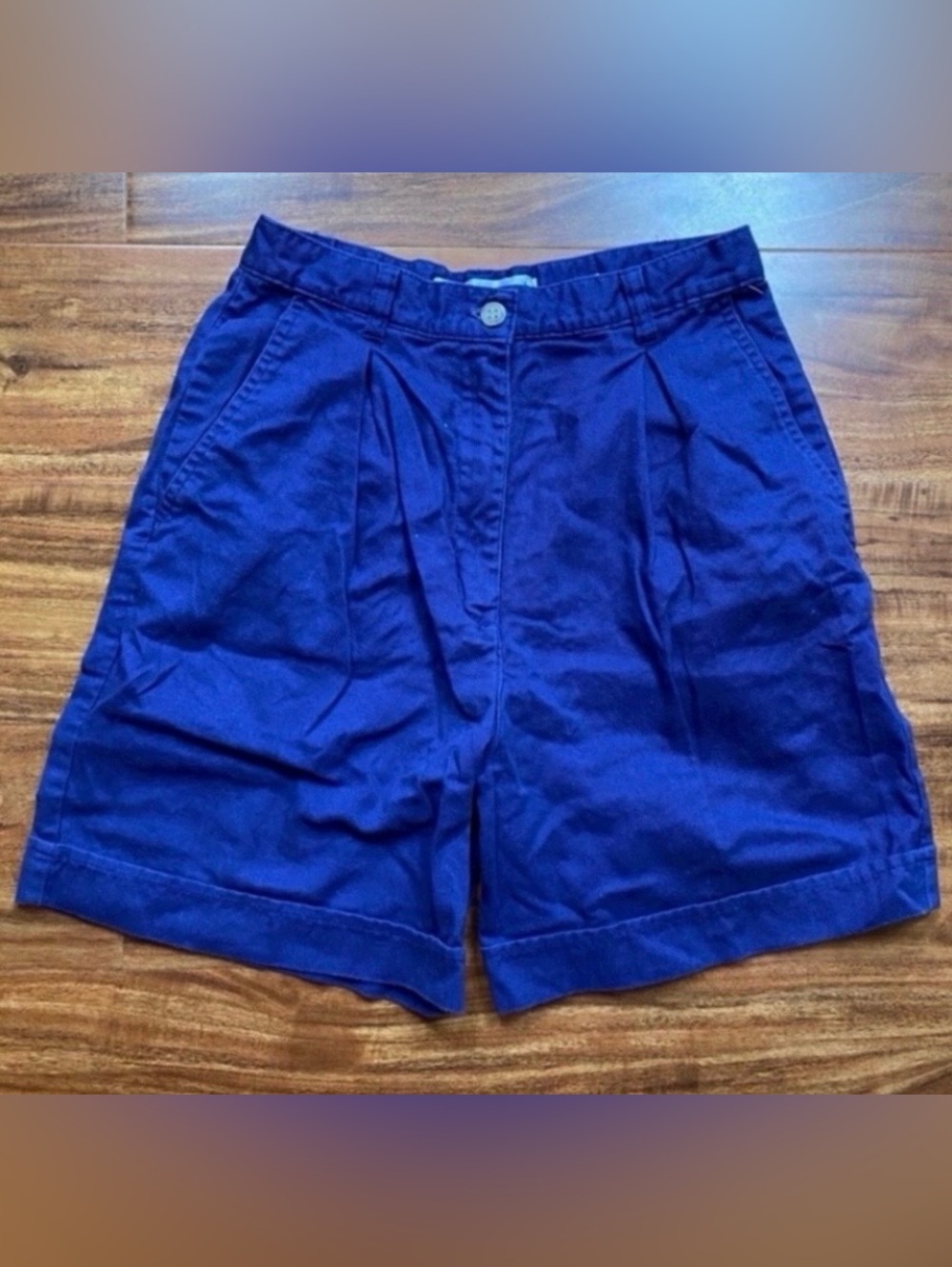 Vintage Girls Christie Brooks Cobalt Blue High Waist Chino Short Size 12 Coastal